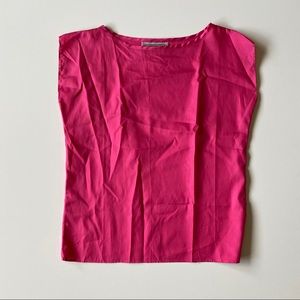 Vintage 80s 90s Shiny Magenta Pink Boxy Top XS S